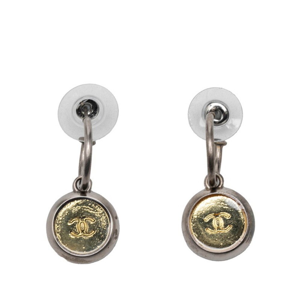 CHANEL Vintage Silver Logo Earrings